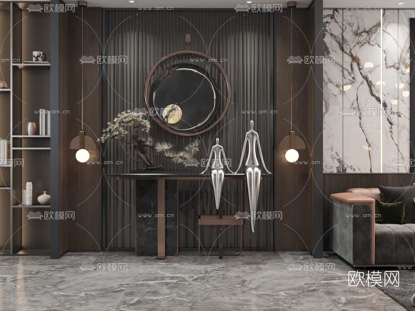 现代轻奢沙发组合3d模型下载（渲染图2）