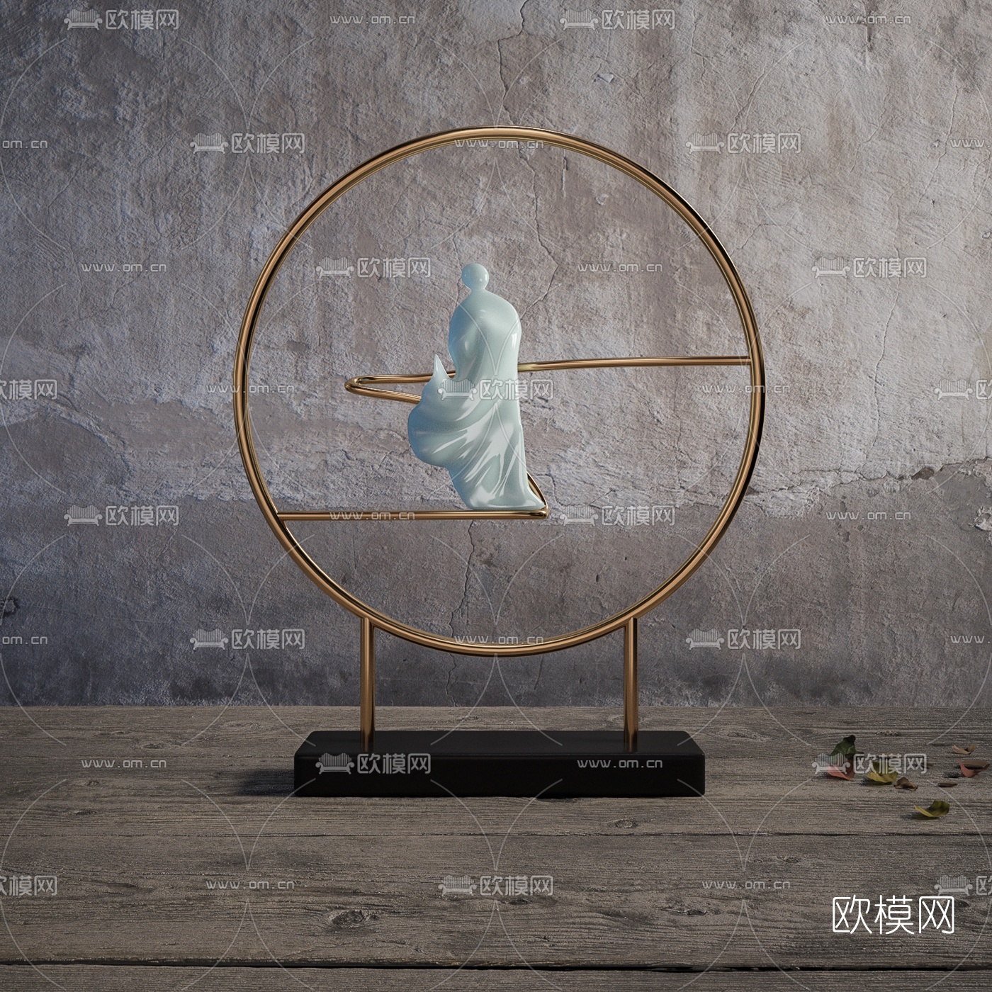 新中式人物装饰摆件3d模型