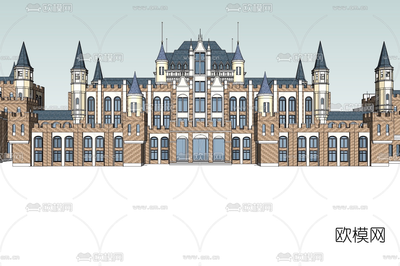 欧式独栋别墅免费su模型下载