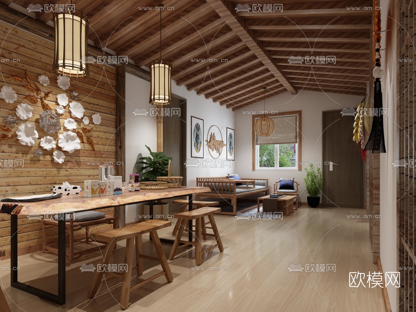 自然风乡村民宿免费3d模型下载