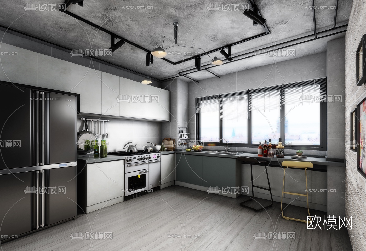 工业风厨房3d模型