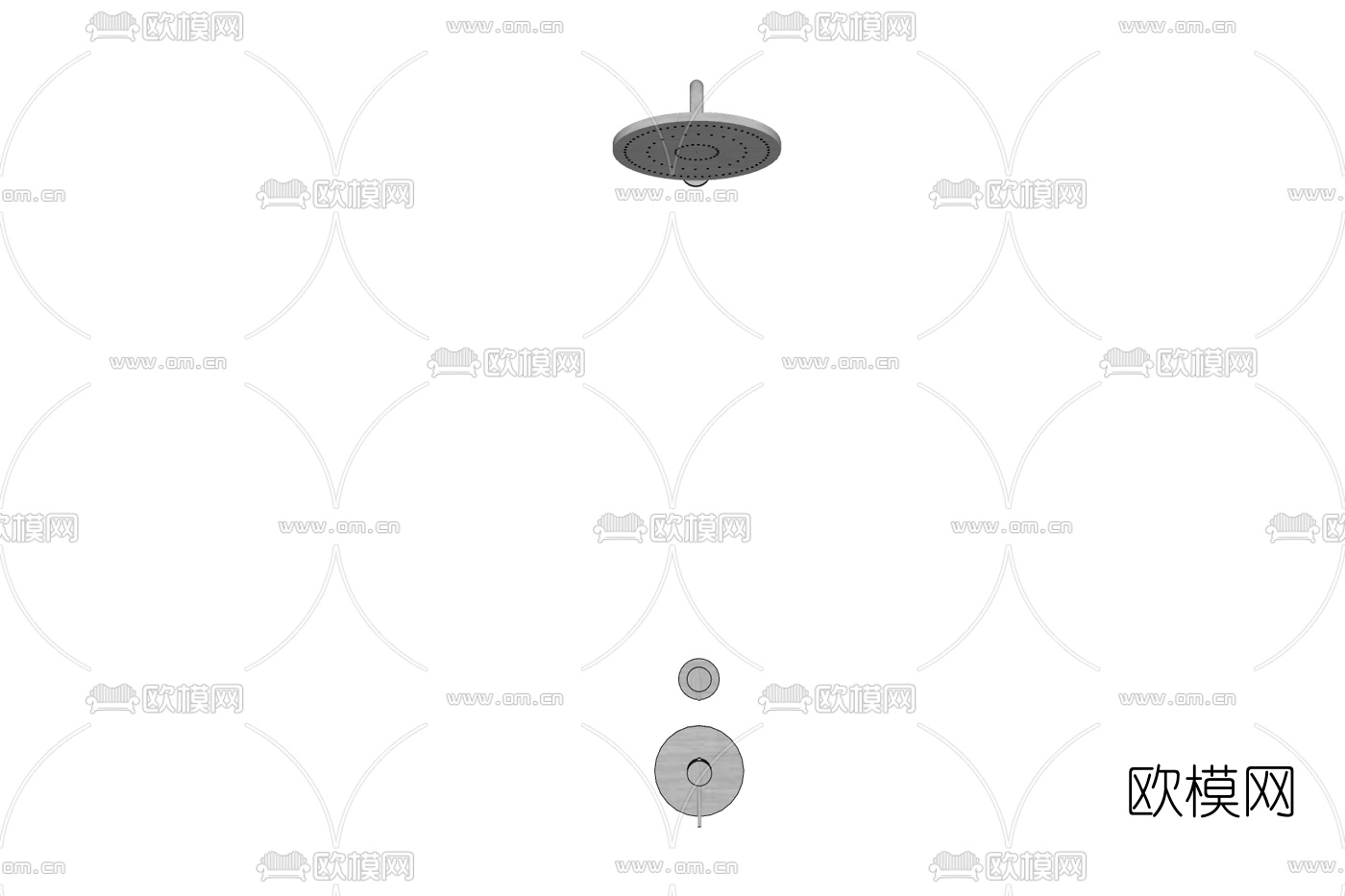 现代淋浴花洒免费su模型下载