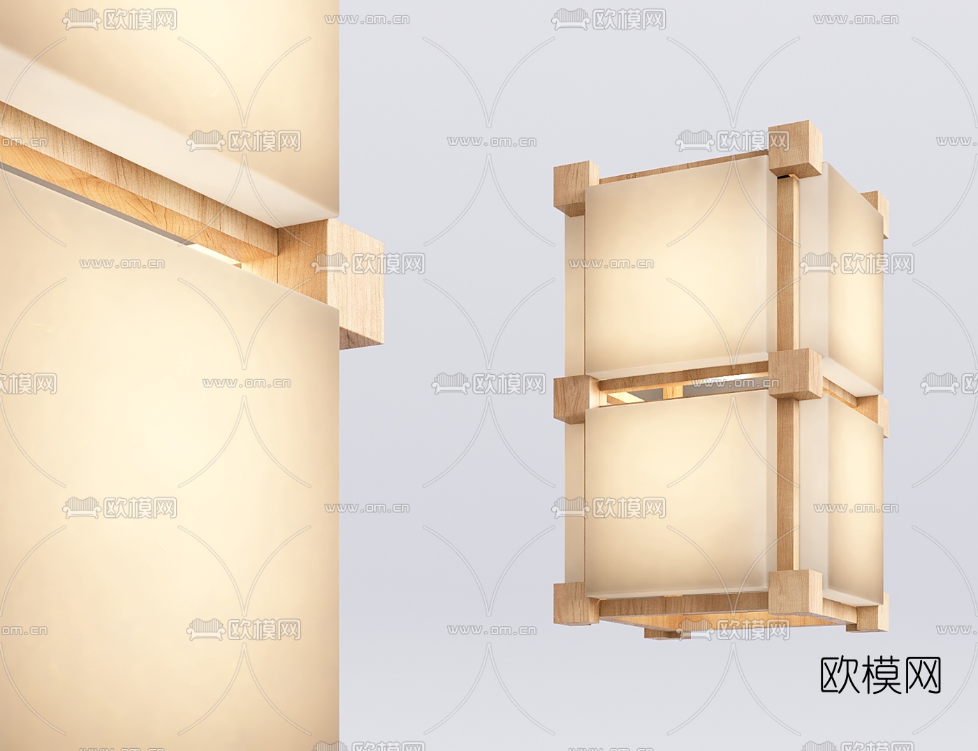 日式实木壁灯3d模型下载