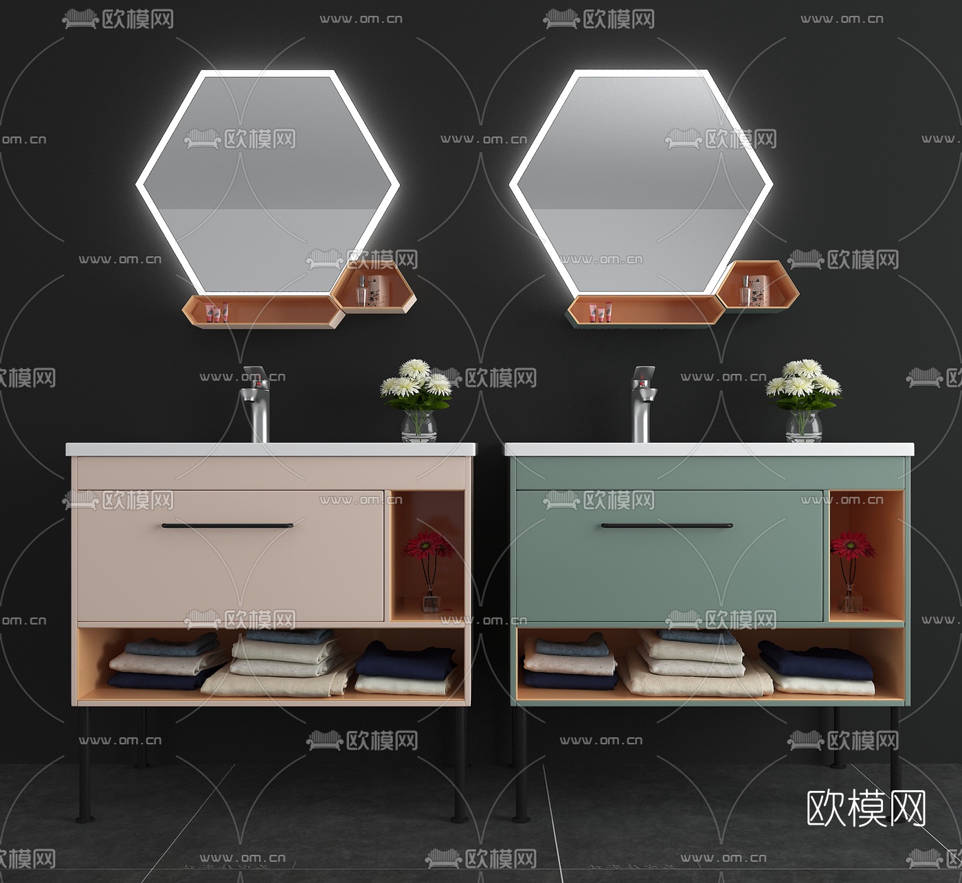 现代烤漆浴室柜3d模型