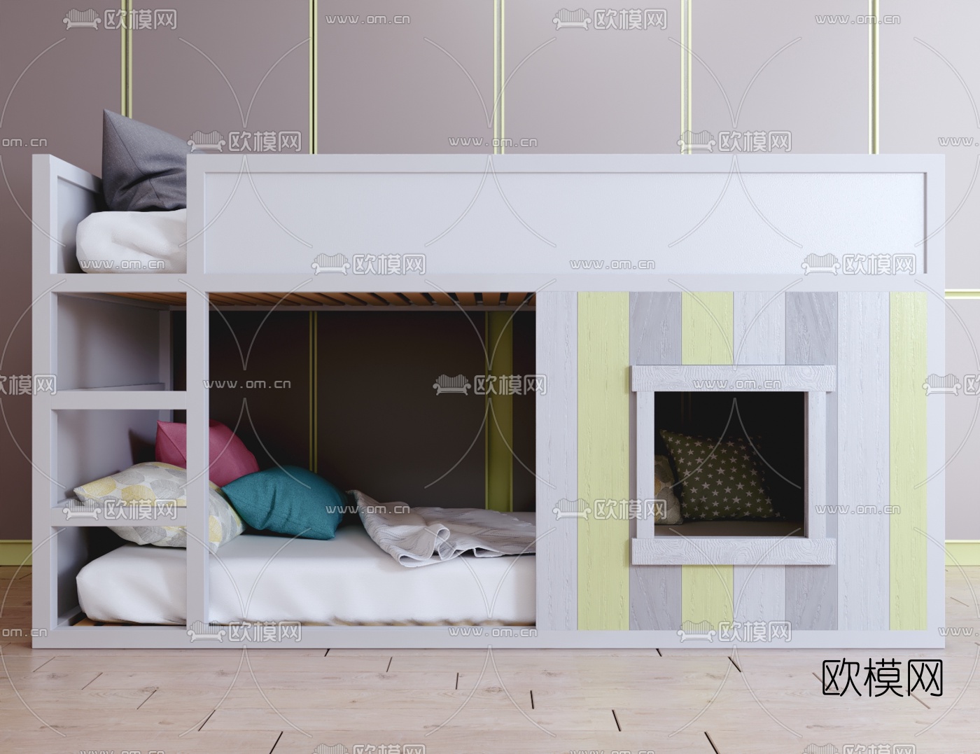 现代儿童上下床3d模型下载