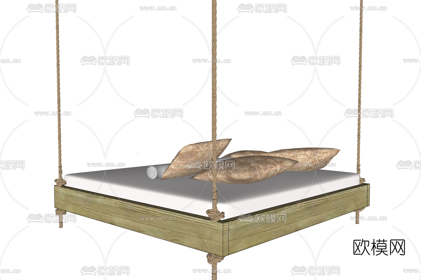 现代实木吊床免费su模型下载