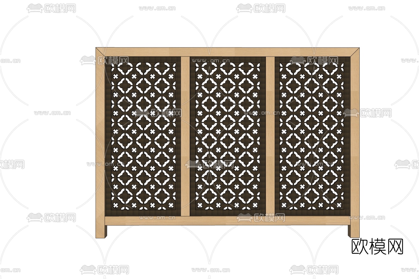 北欧原木隔断屏风免费su模型下载