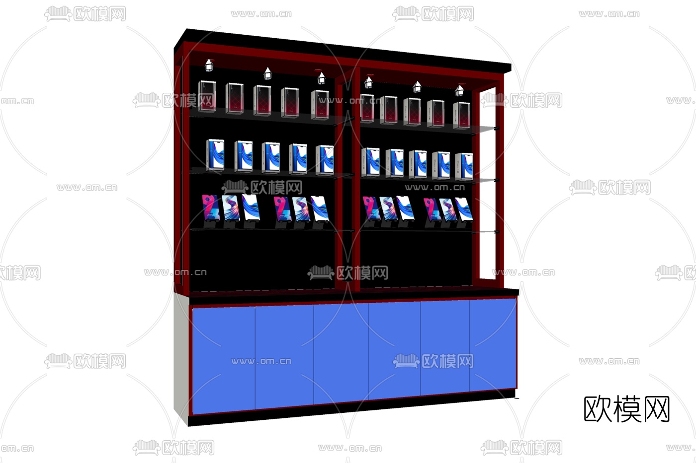 现代超市展示柜免费su模型下载