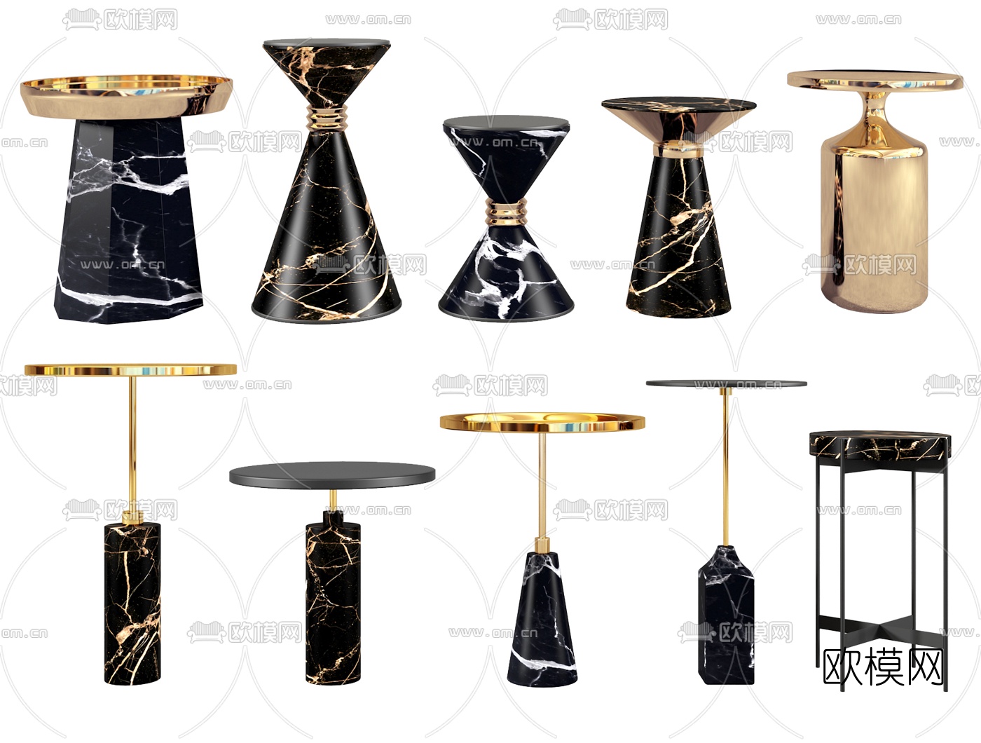 现代大理石圆几3d模型下载