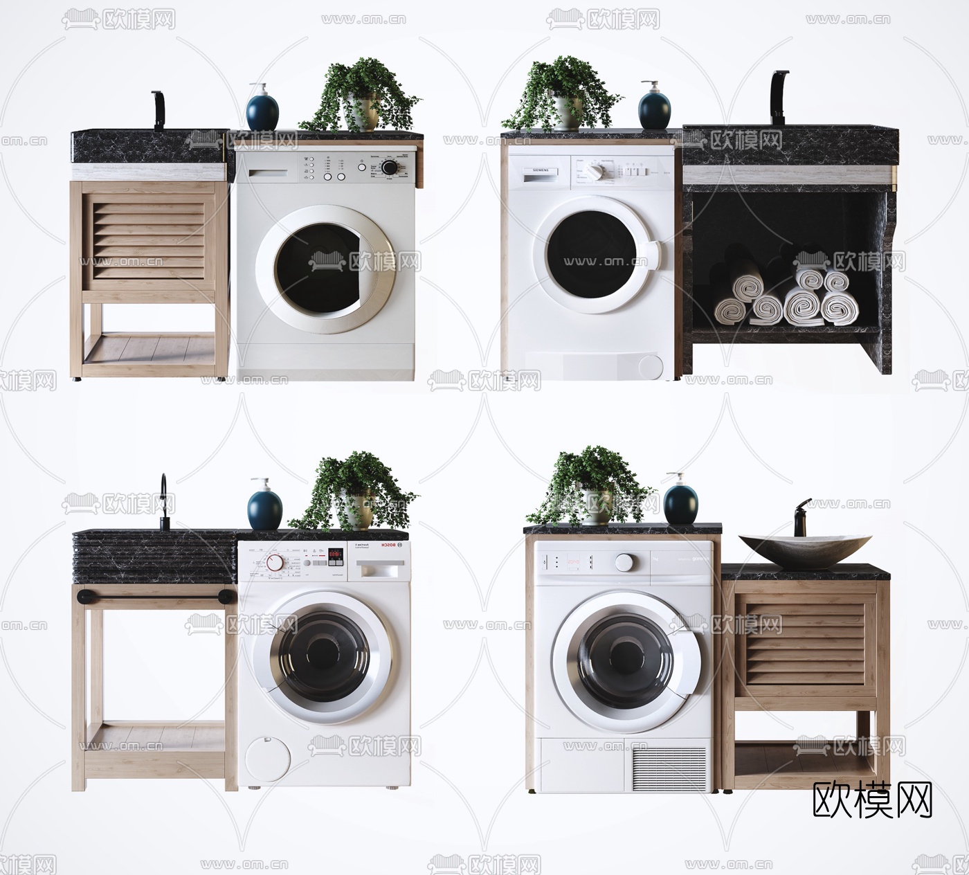 现代洗衣机洗手台3d模型下载