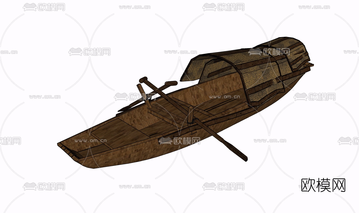 中式木船免费su模型下载