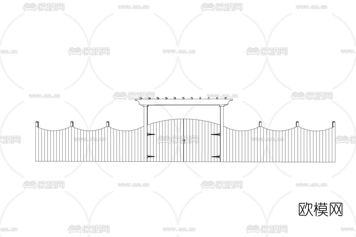 欧式铁艺庭院大门免费su模型下载
