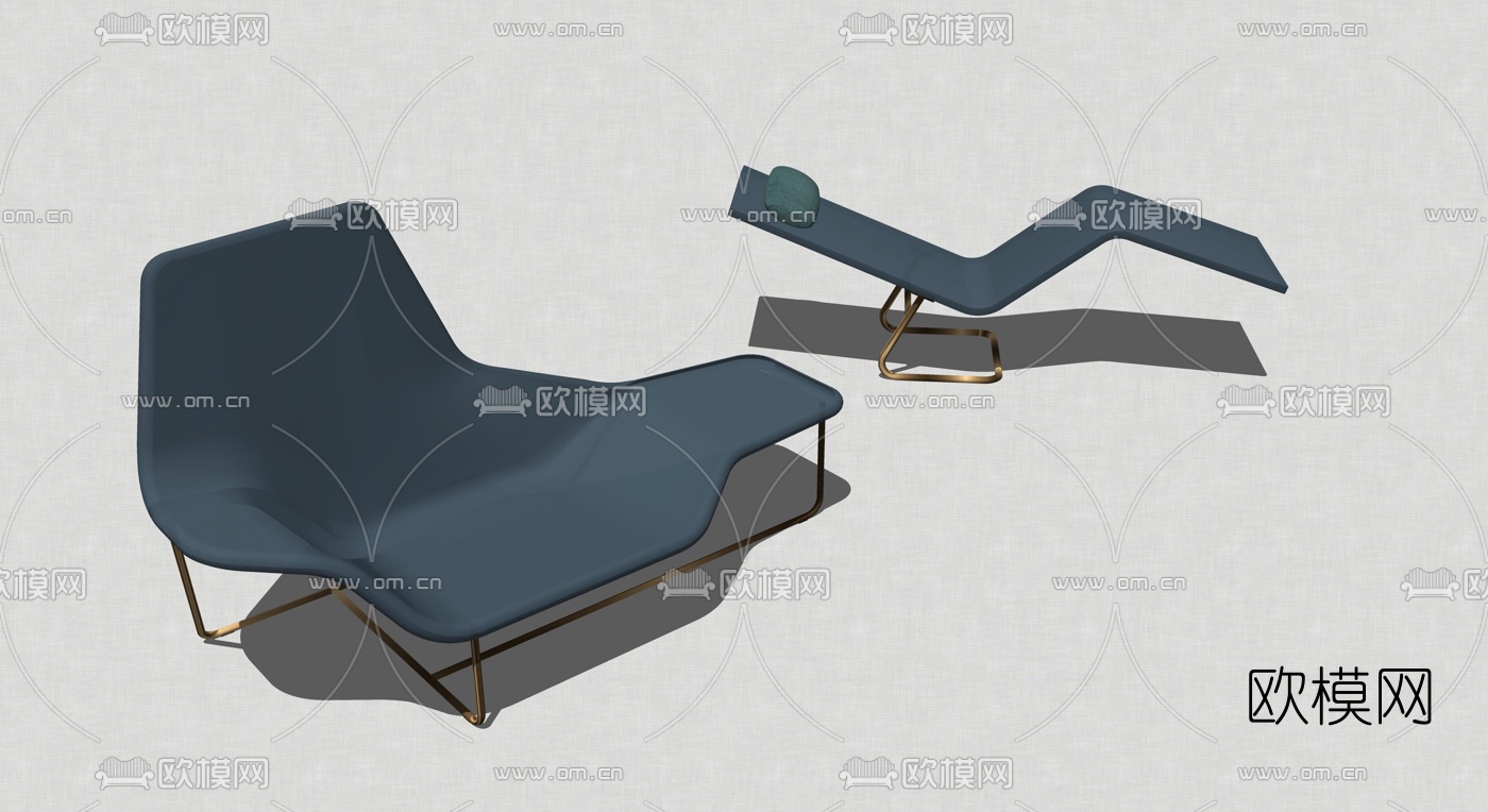 现代异形躺椅组合su模型下载（渲染图3）