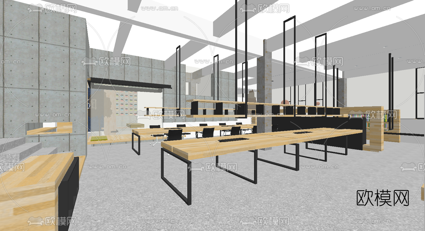 现代书吧图书馆su模型下载（渲染图5）