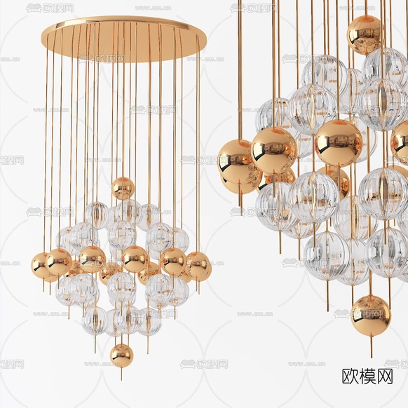 现代金属吊灯餐厅吊灯3d模型下载