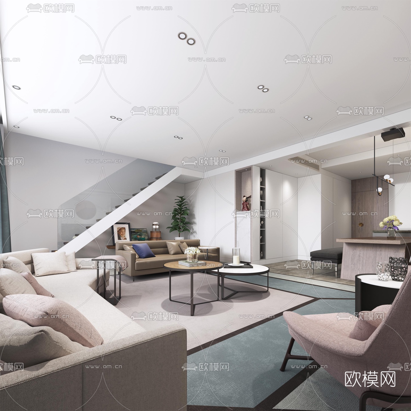 现代客厅3d模型