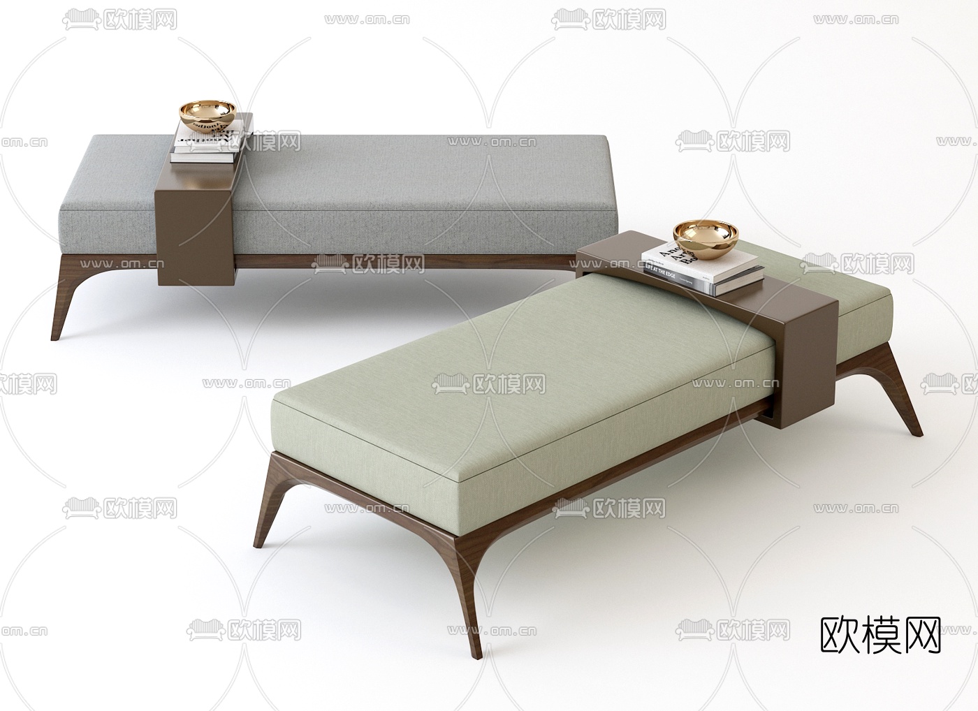 新中式布艺床尾凳3d模型下载