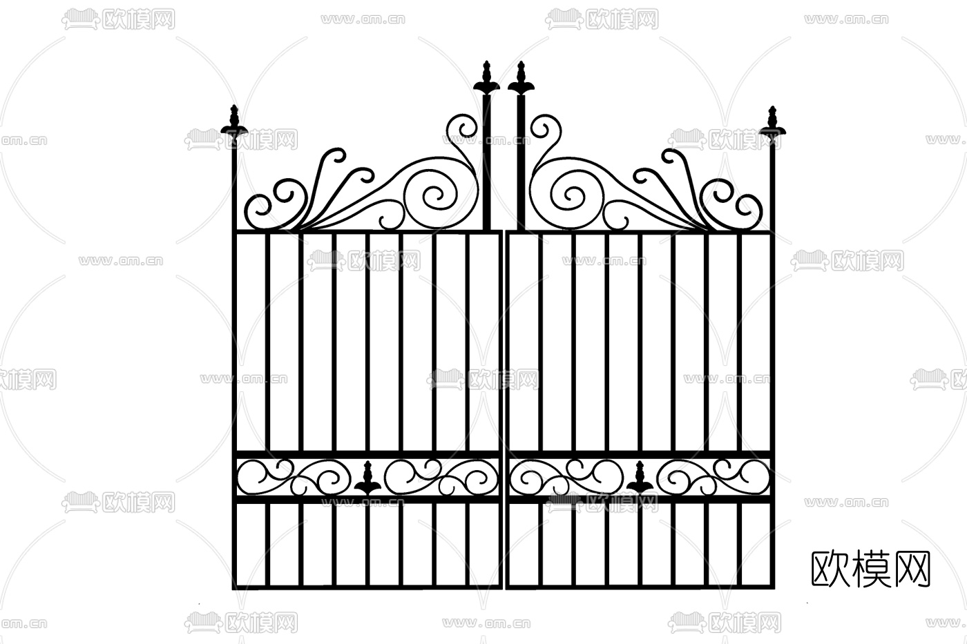 欧式铁艺庭院围栏免费su模型下载