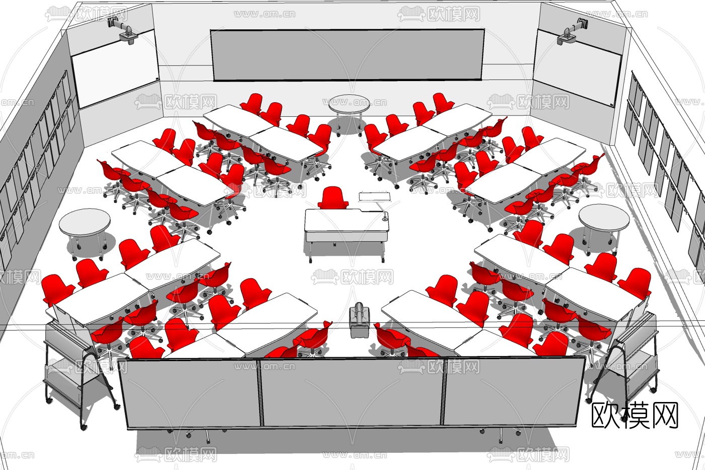 现代会议室免费su模型下载