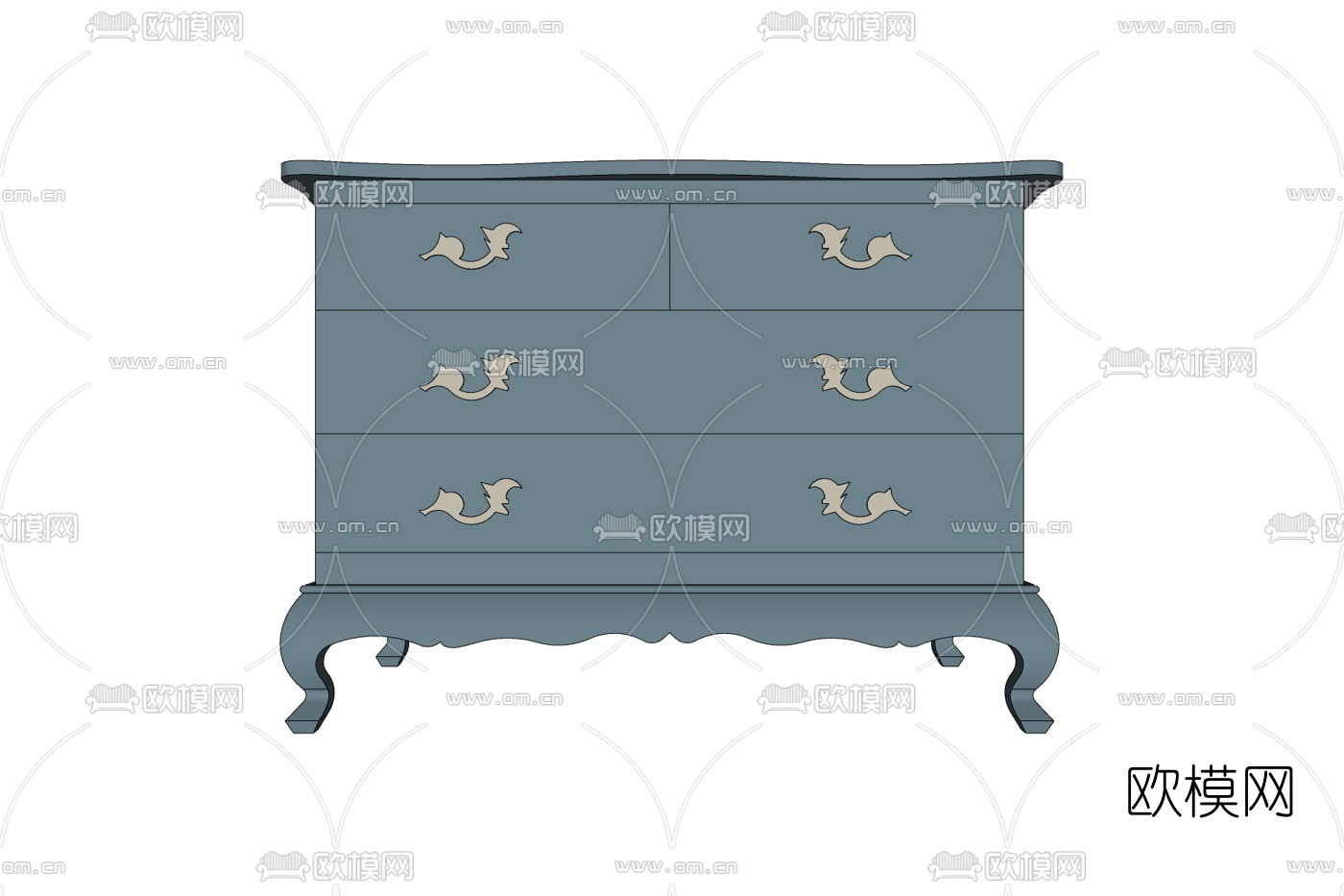 欧式实木边柜免费su模型下载
