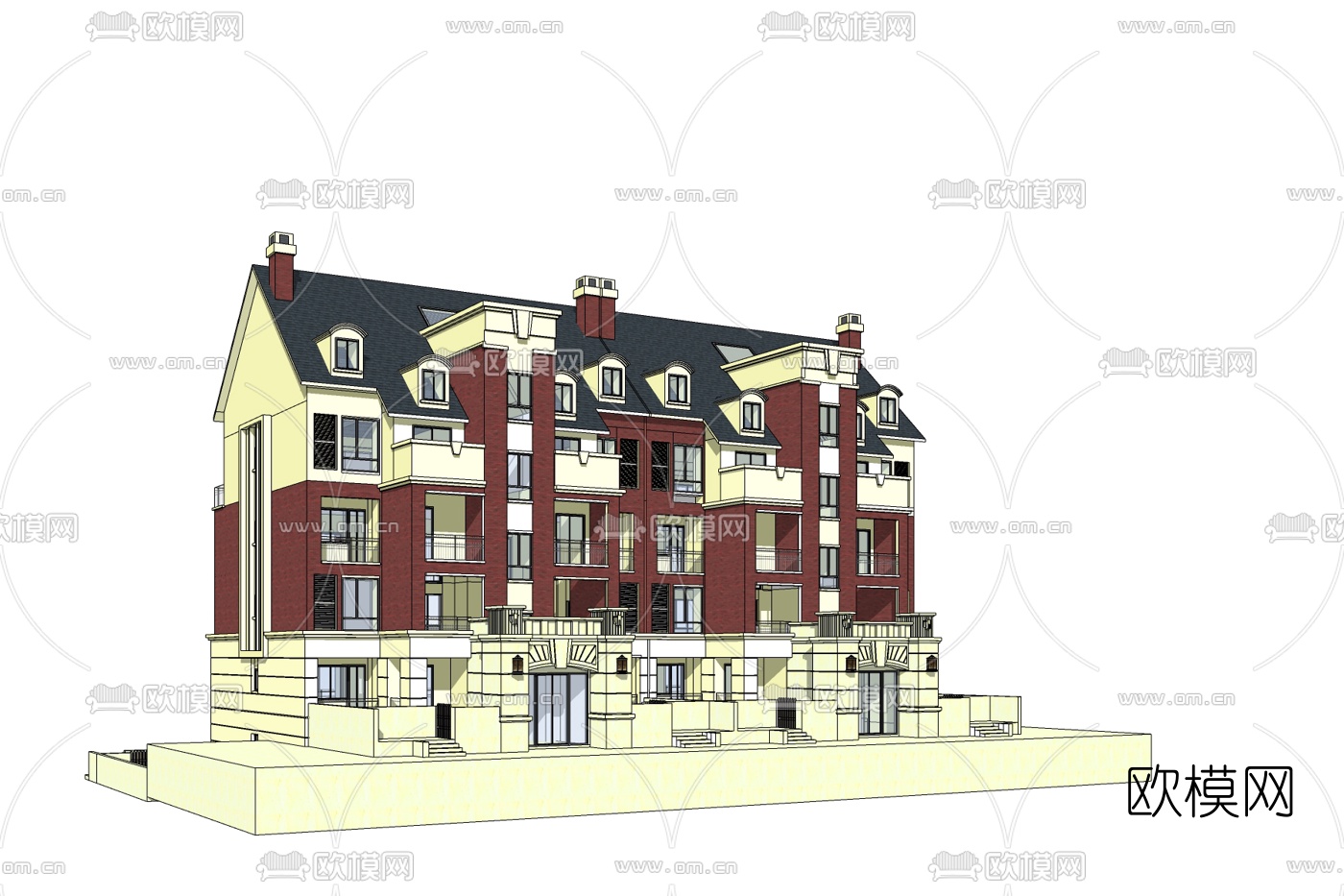 欧式别墅外观免费su模型下载