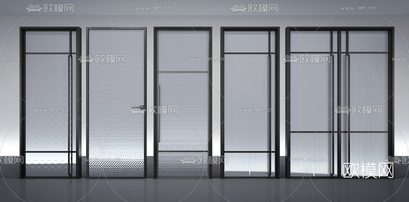 现代玻璃移门组合3d模型
