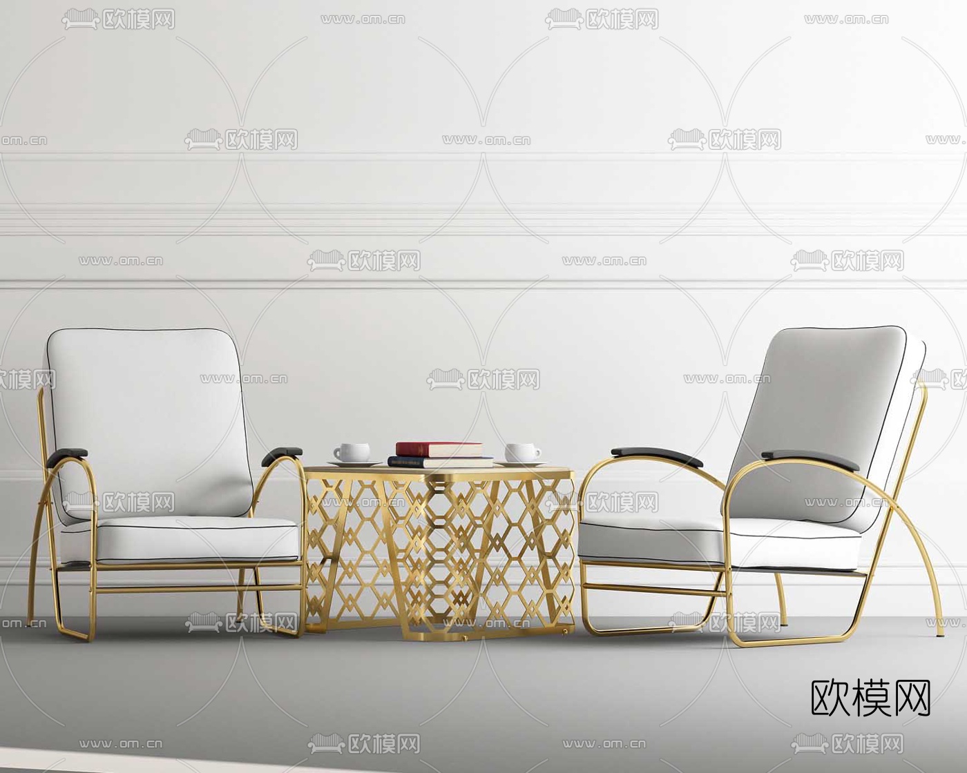 现代金属轻奢休闲椅3d模型下载