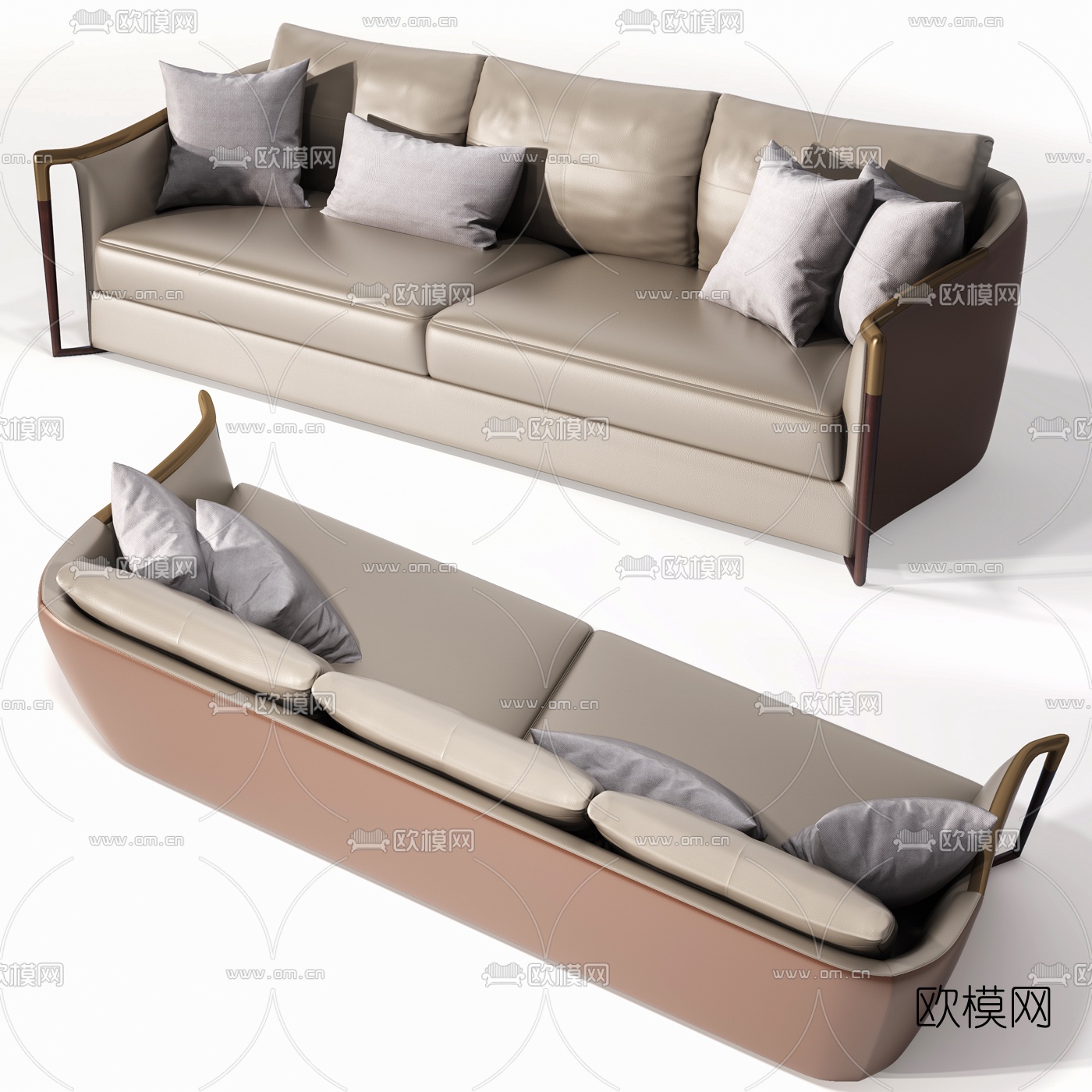 现代皮革双人沙发3d模型