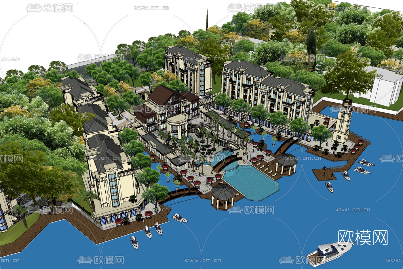 欧式高层小区规划免费su模型下载