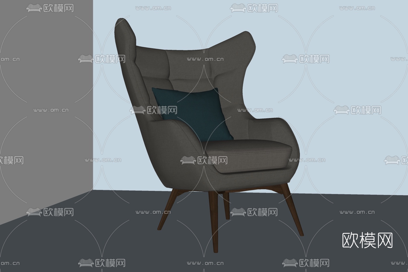 现代布艺休闲椅免费su模型-免费3dmax模型库-欧模网