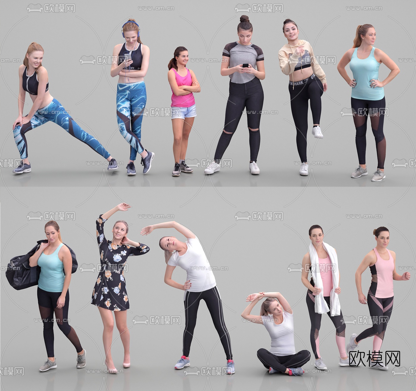 欧式健身人物3d模型下载