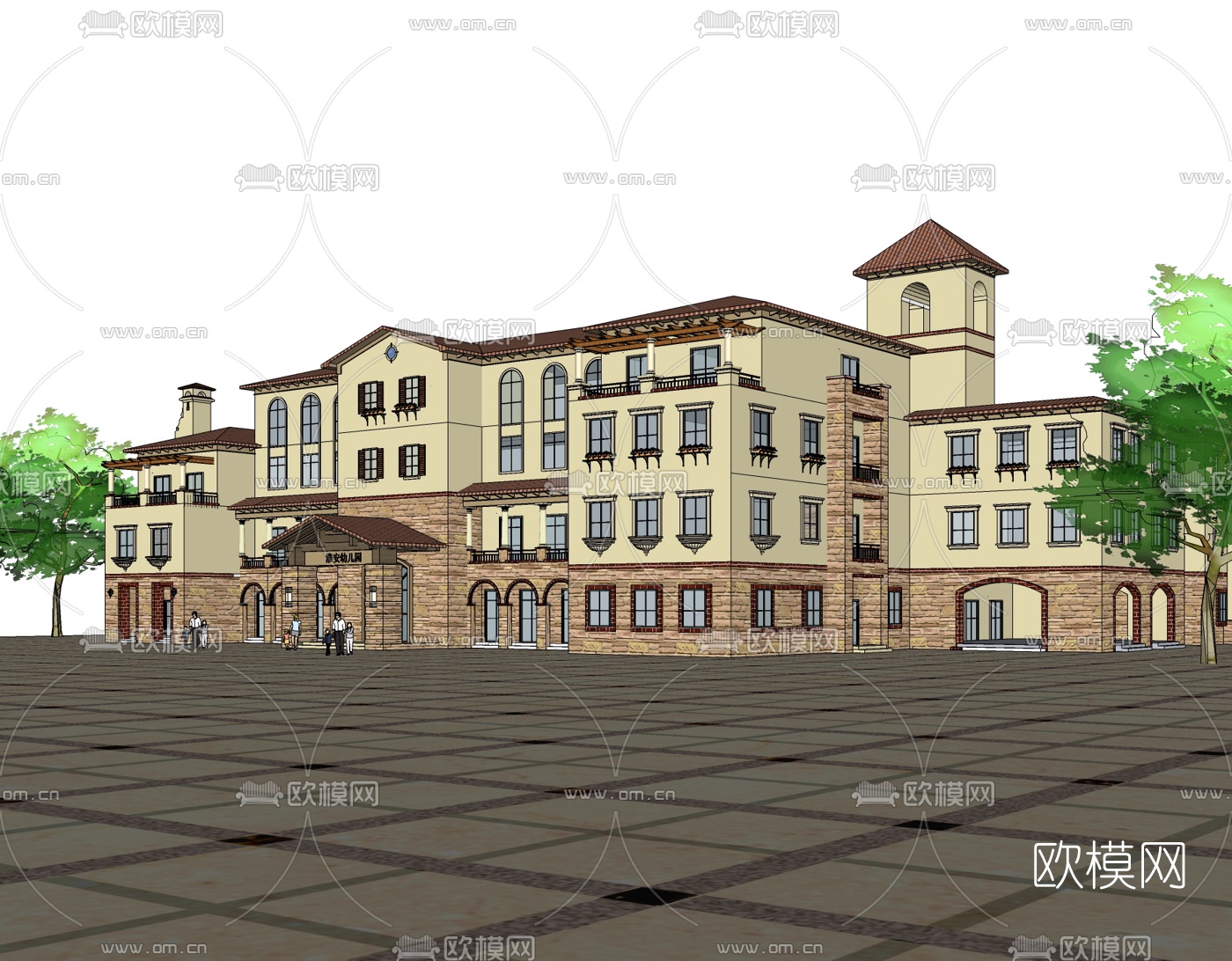 欧式幼儿园免费su模型下载（渲染图2）