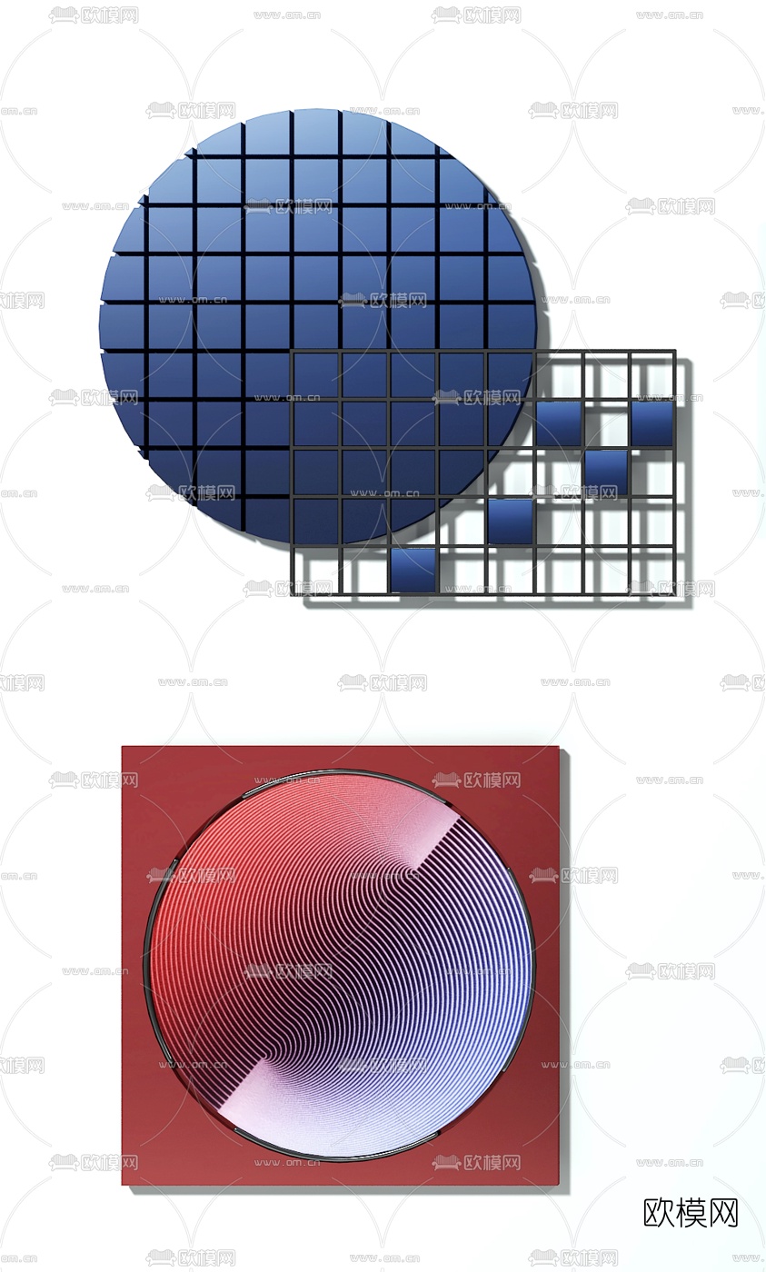 现代圆形墙饰挂件3d模型