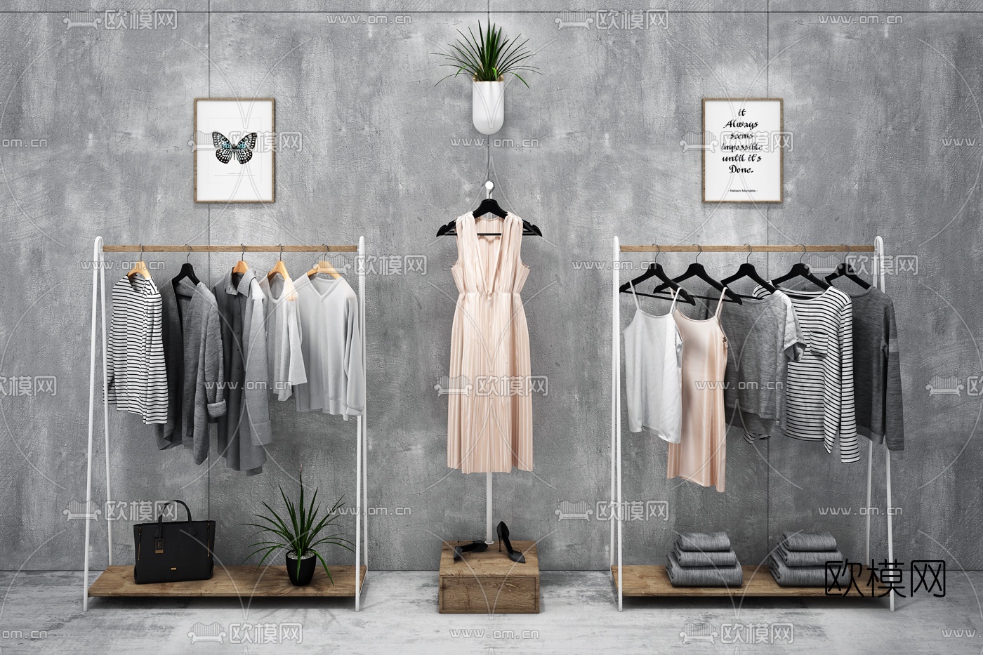 现代女装服饰展架3d模型