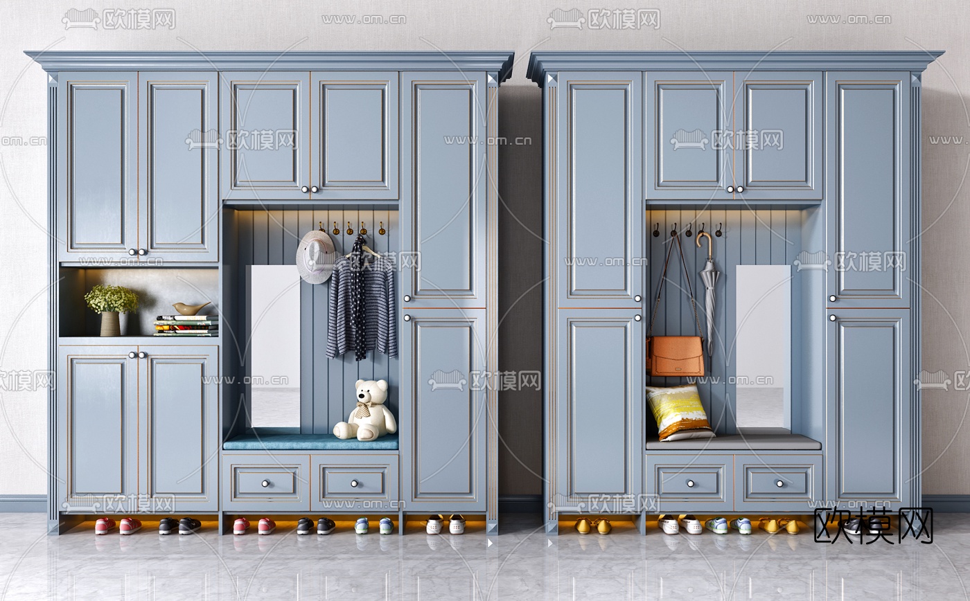 简欧多功能鞋柜3d模型下载