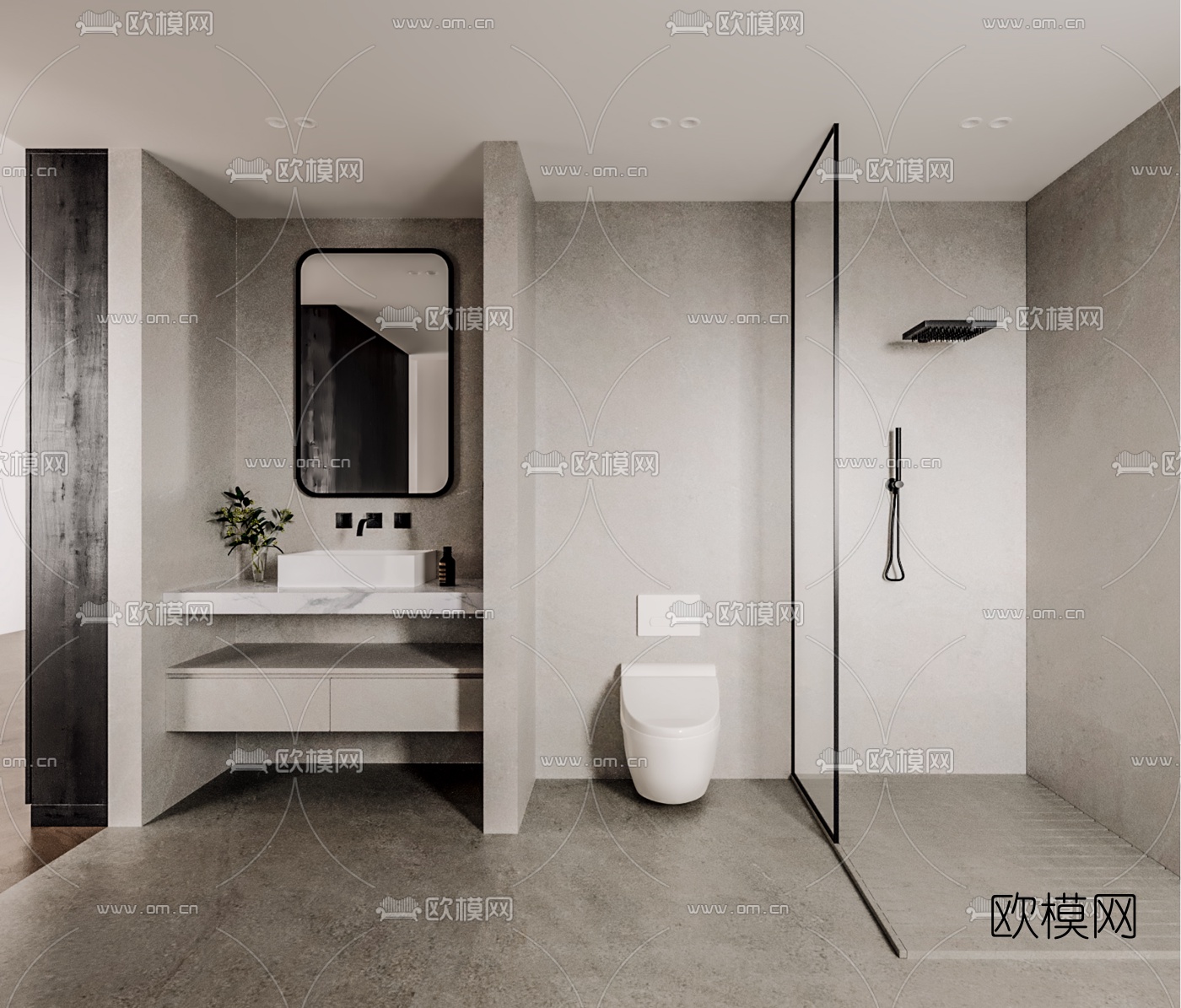 工业风简易卫生间浴室3d模型下载