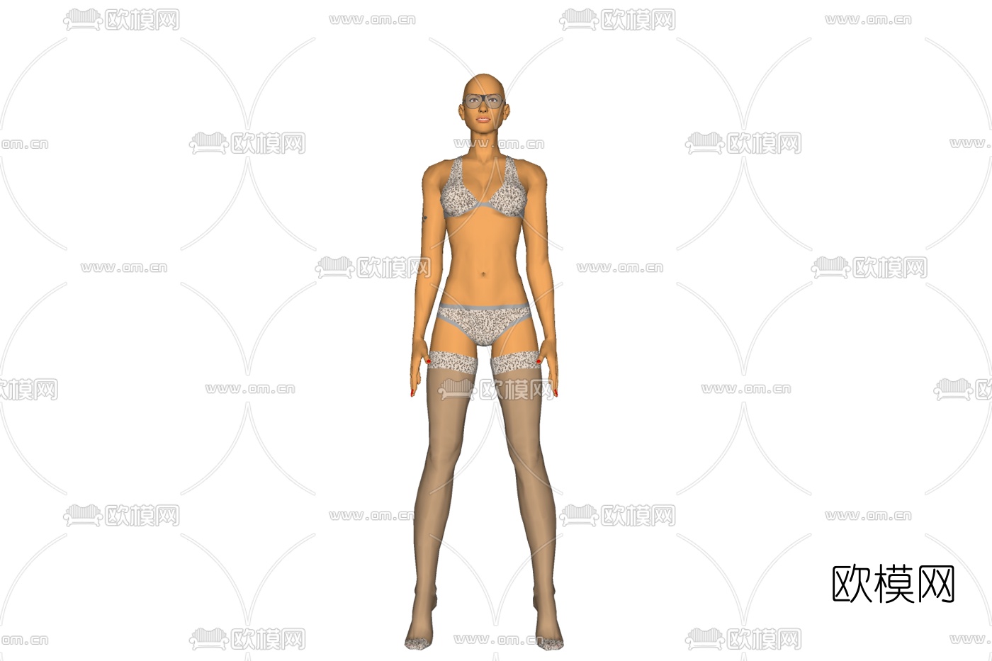 现代站姿女子免费su模型下载