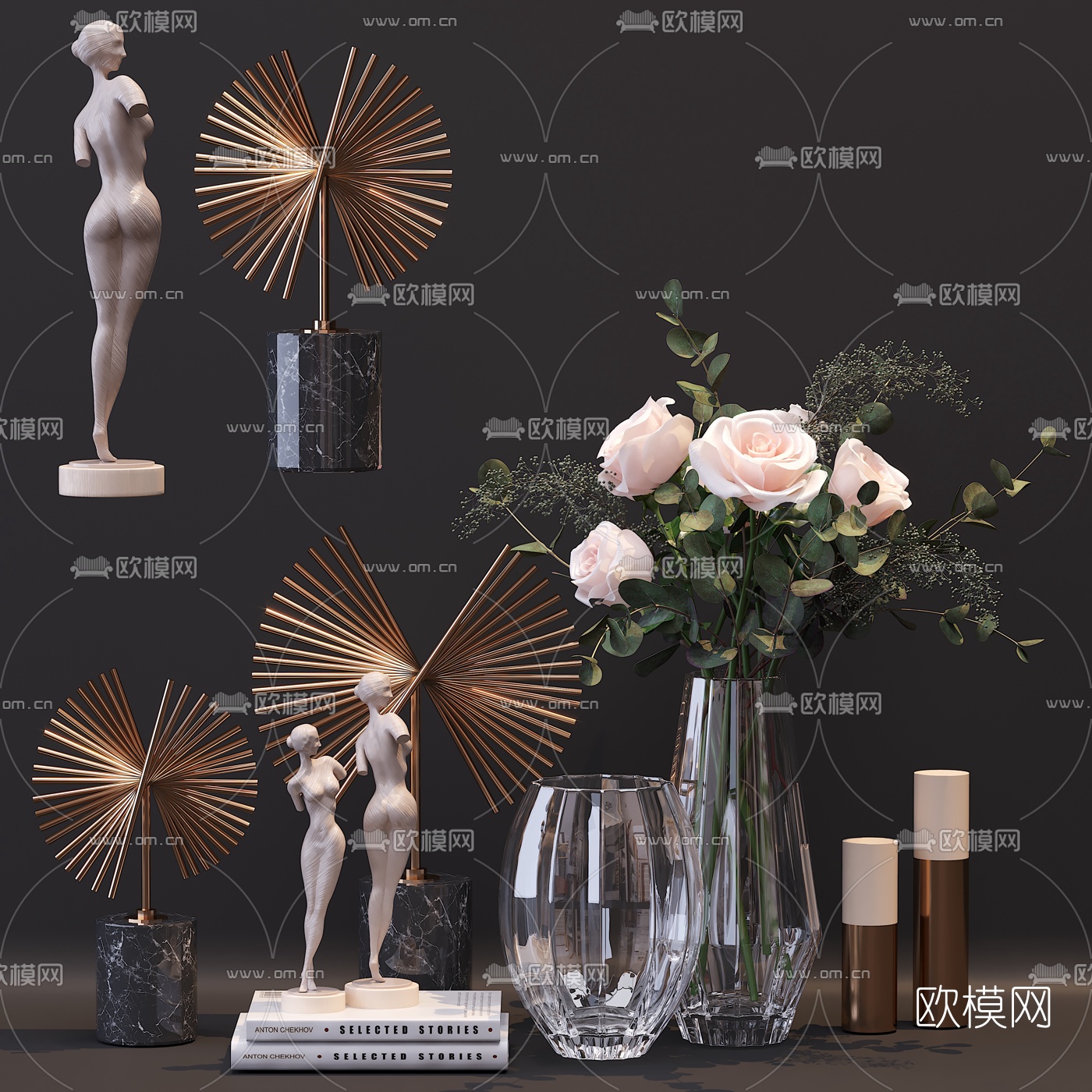 现代玻璃花瓶摆件3d模型下载