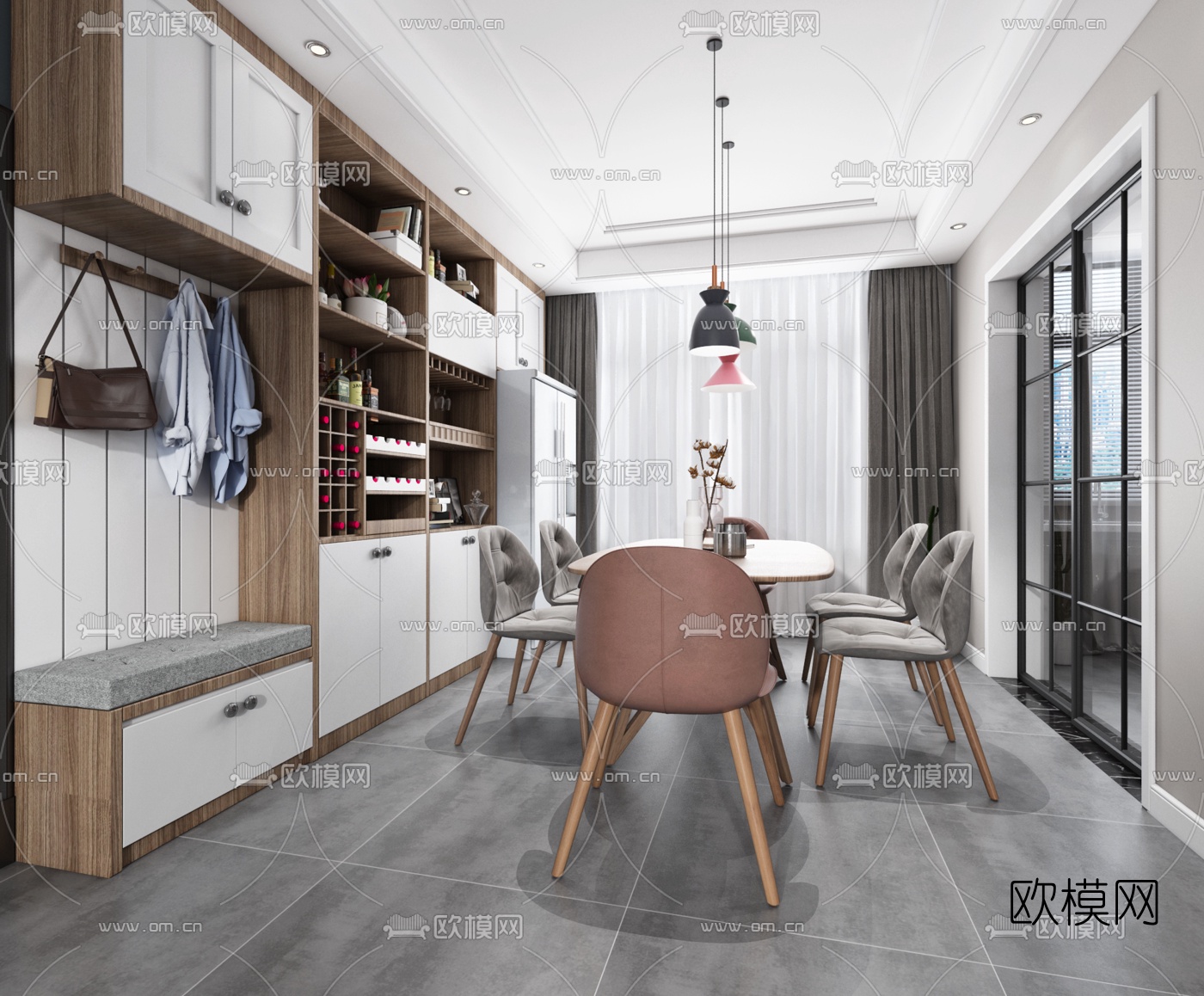 北欧客厅餐厅3d模型