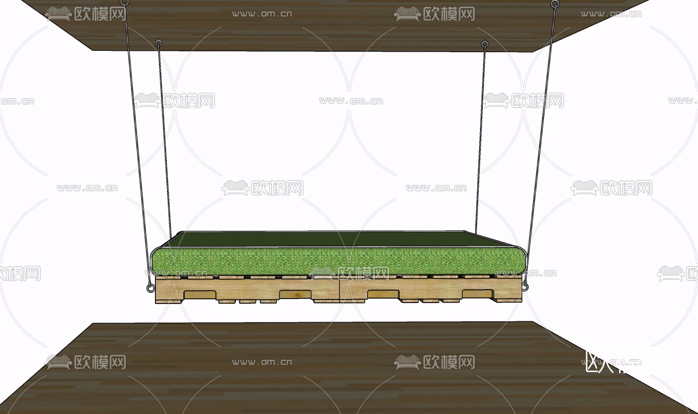 现代实木吊床免费su模型下载