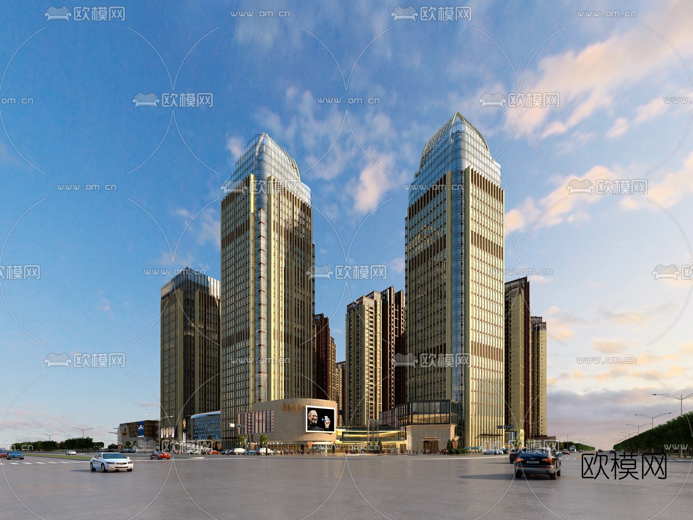 现代商业楼外观3d模型