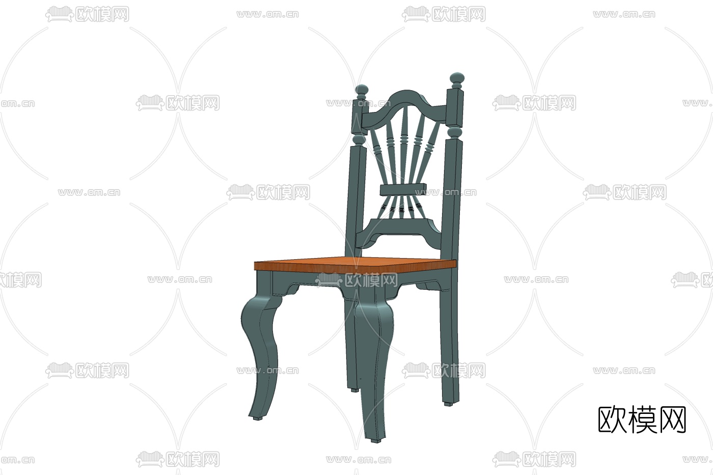 欧式实木单椅免费su模型下载