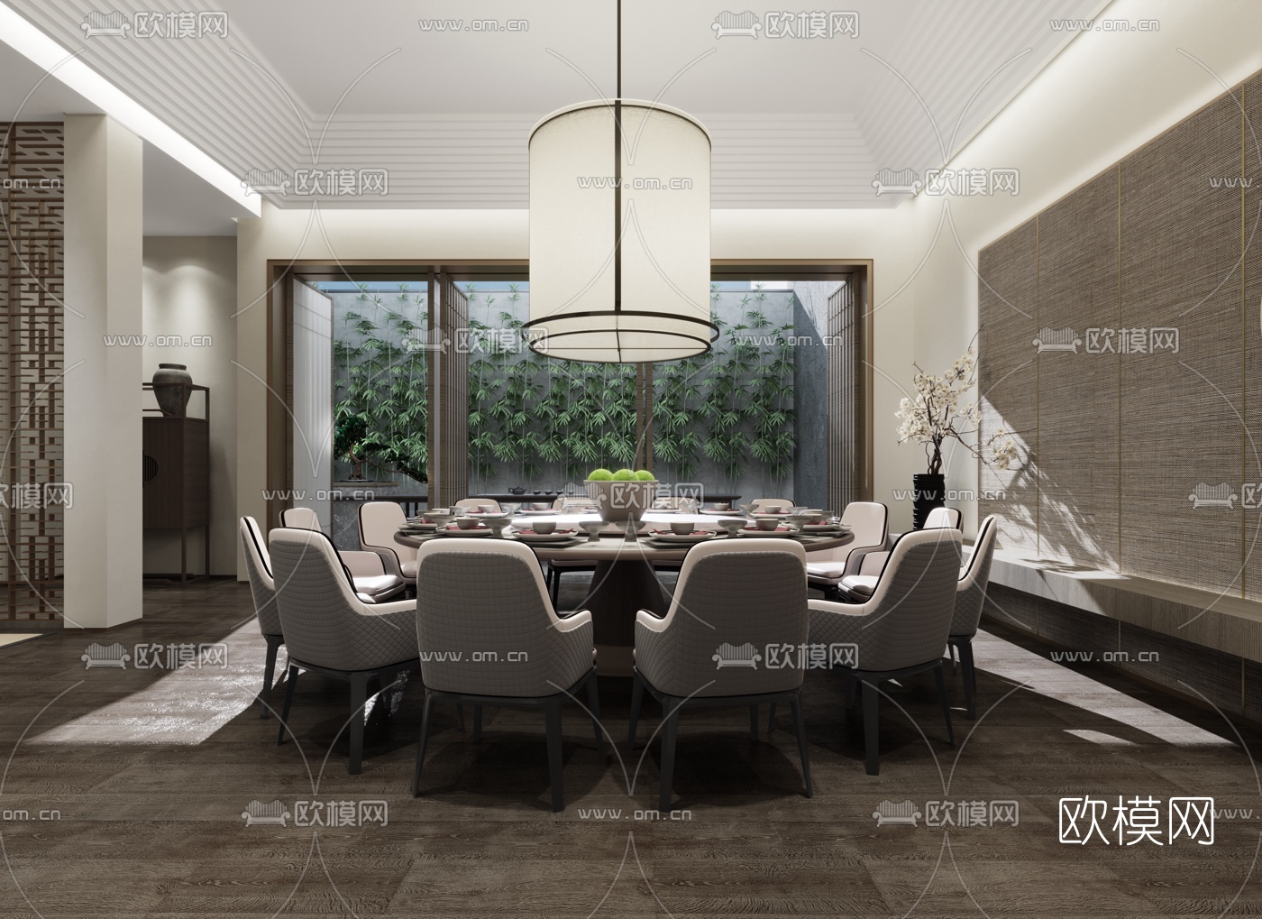 新中式餐厅包房3d模型