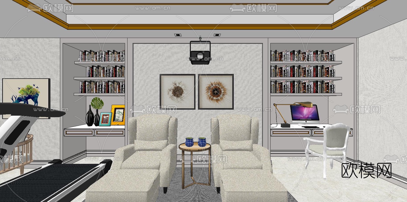 现代室内健身房su模型下载（渲染图2）