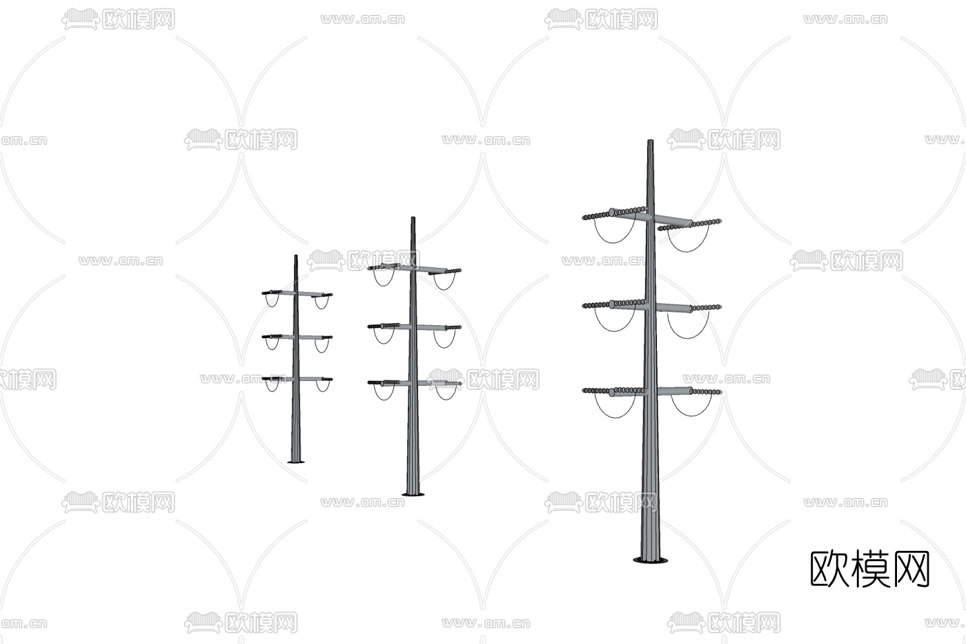 工业风高压电塔免费su模型下载