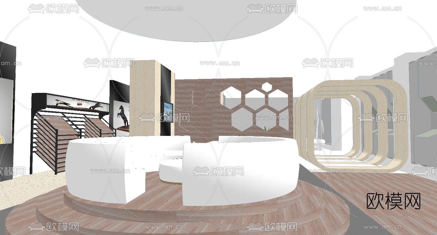现代地板展厅su模型下载（渲染图3）