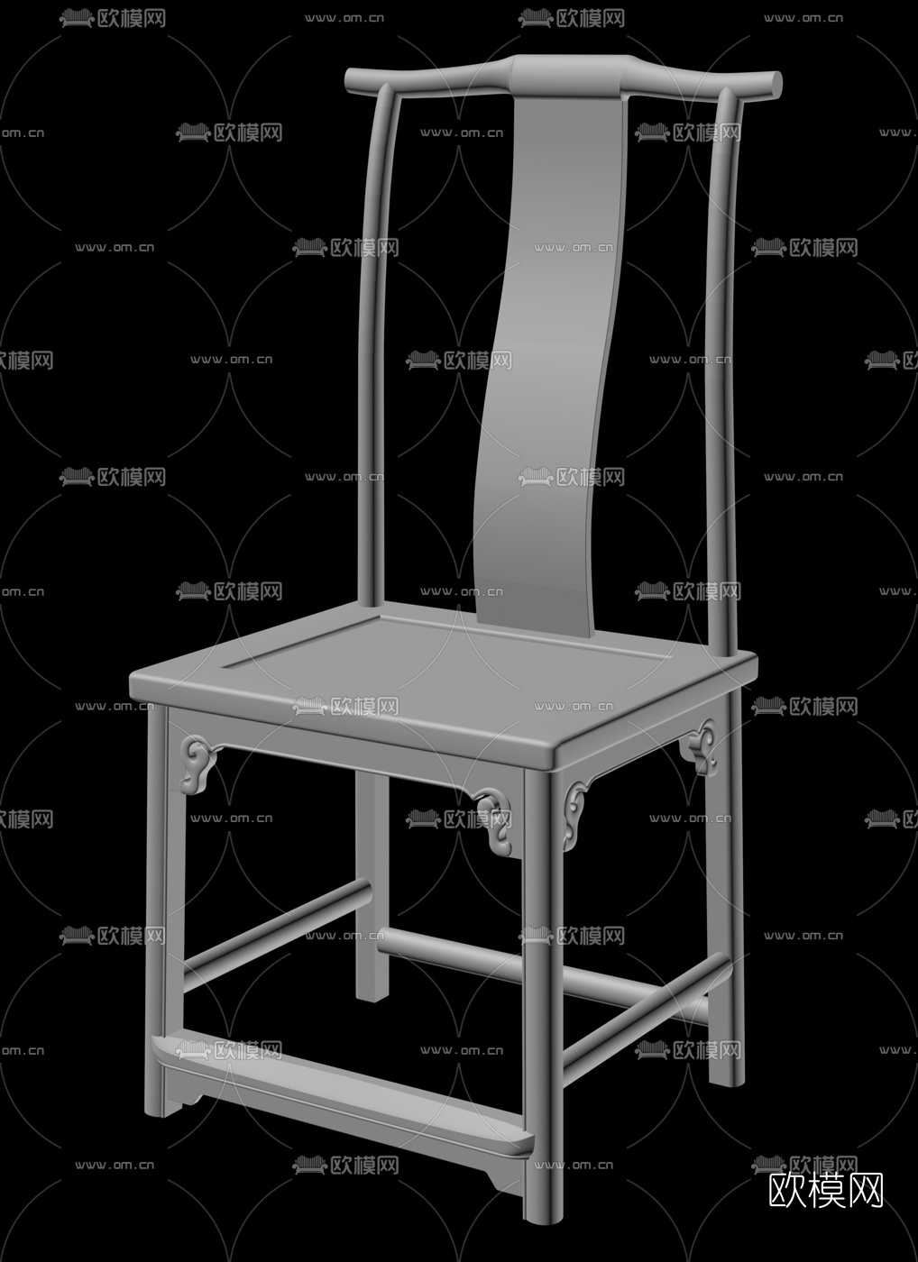 中式红木单椅3d模型