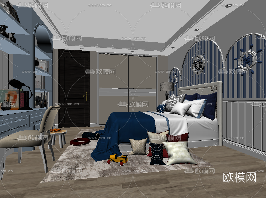 简欧儿童房su模型下载