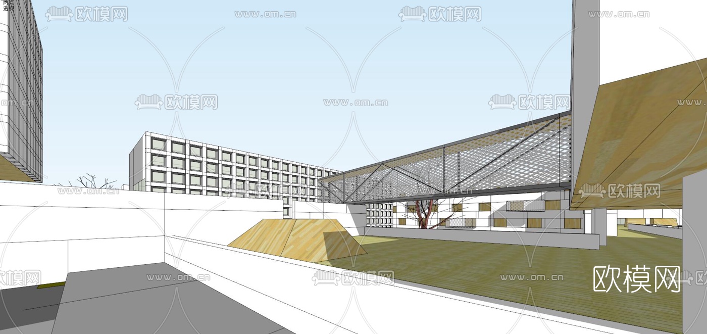 现代学校规划su模型下载（渲染图5）