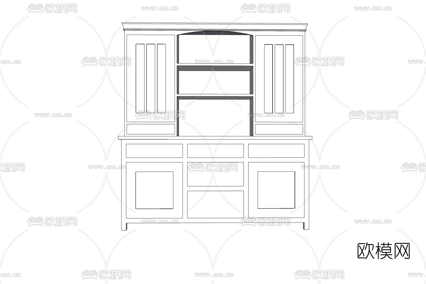 简欧书桌免费su模型下载